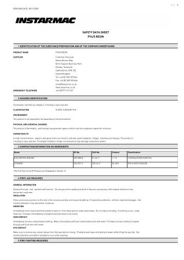 SAFETY DATA SHEET PY4/5 RESIN - Durey Castings