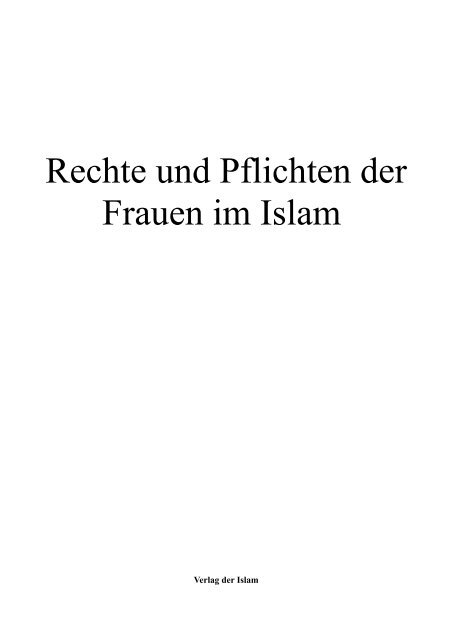 Die pflichten einer frau im islam Die pflichten einer frau im islam