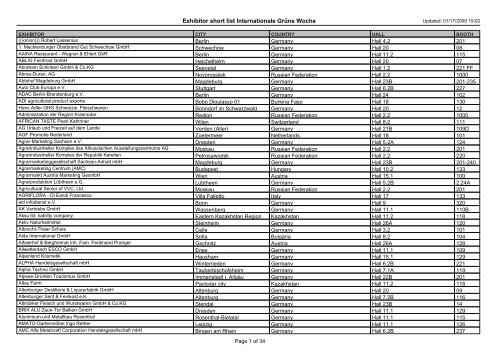 Exhibitor short list Internationale Grüne Woche - AGRI Press ...