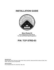 INSTALLATION GUIDE P/N: TCP STRD-03 - Total Control Products