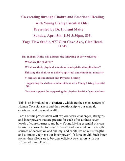 Co-creating through Chakra and Emotional ... - Yoga Flow Studio