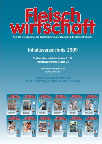 Inhaltsverzeichnis 2009 - Allgemeine Fleischer Zeitung