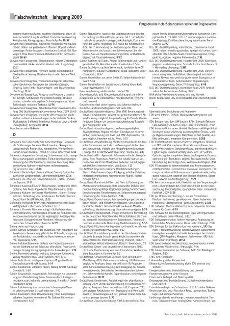 Inhaltsverzeichnis 2009 - Allgemeine Fleischer Zeitung