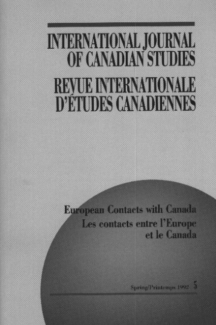 European Contacts with Canada/Les contacts entre l'Europe et le ...