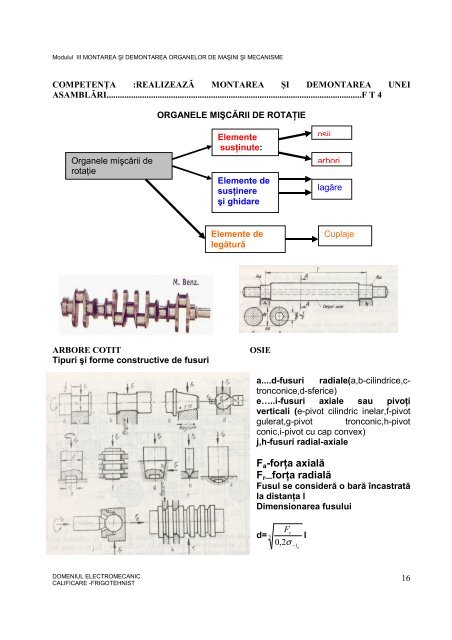 ELECTROMECANICXI ORGANE DE MASINI SI ... - cndipt