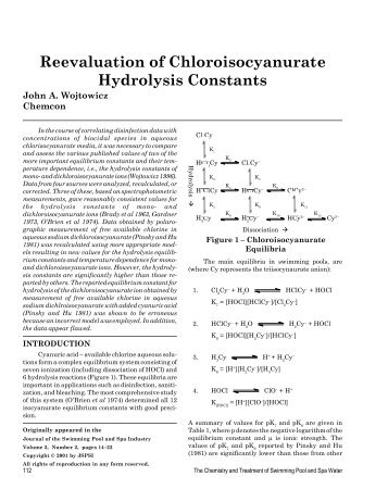 Reevaluation of Chloroisocyanurate Hydrolysis Constants