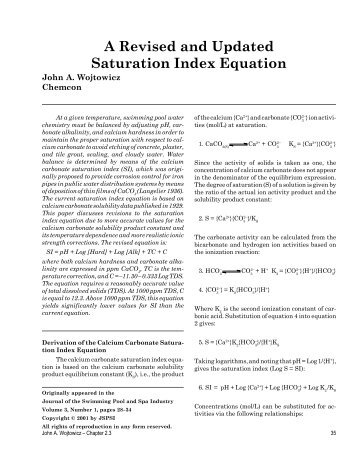 A Revised and Updated Saturation Index Equation - The Journal of ...