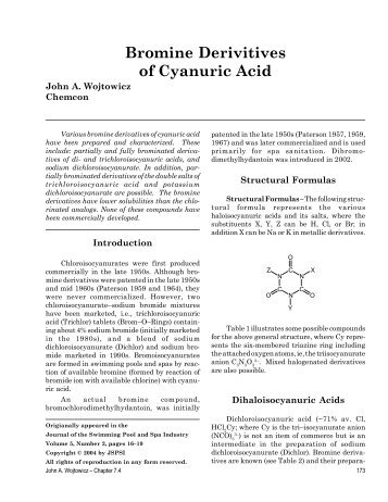 Bromine Derivitives of Cyanuric Acid - The Journal of the Swimming ...