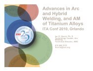 Advances in Arc and Hybrid Welding, and AM of Titanium Alloys - EWI