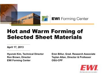 Hot and Warm Forming of Selected Sheet Materials - EWI