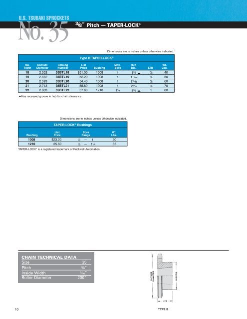 Sprocket Catalog - U.S. Tsubaki, Inc.