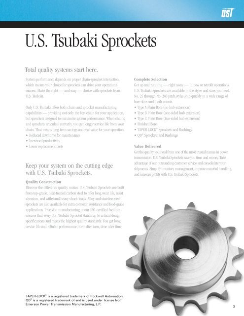 Sprocket Catalog - U.S. Tsubaki, Inc.