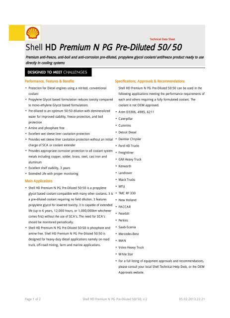 Shell Hd Premium N Pg Pre Diluted 50 50