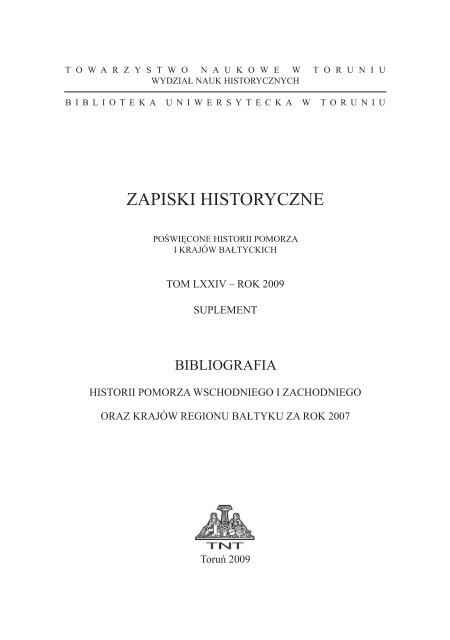ZAPISKI HISTORYCZNE - katalog Biblioteki Uniwersyteckiej UMK ...
