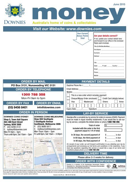 June Money 2015 ORDER FORM