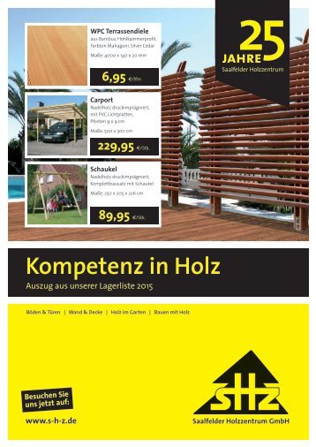 Lagerliste Holz im Garten - SHZ Saalfelder Holz-Zentrum GmbH