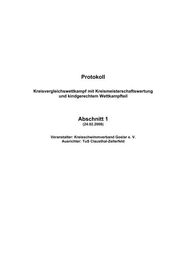 Protokoll (PDF) - Kreisschwimmverband Goslar eV