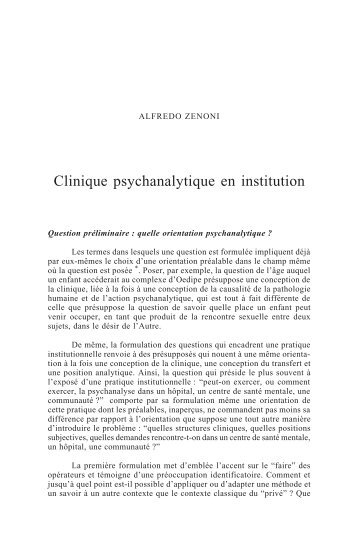 Clinique psychanalytique en institution - Courtil