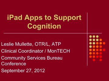 iPad apps to support Cognition - MonTECH