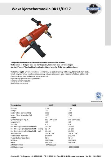 Produktblad DK13-DK17 - Constec AS