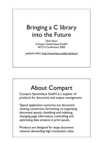 Bringing a C library into the Future About Compart - von Dirk Haun
