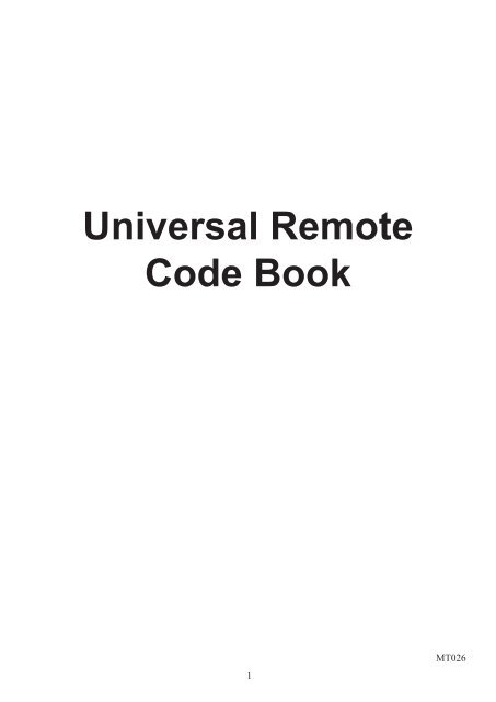 Universal Remote Code Book Marmitek