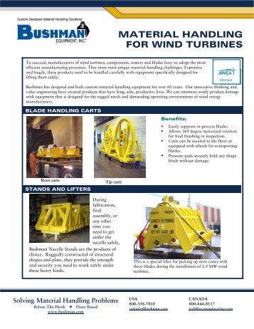 Material Handling for Wind Turbines PDF - Bushman Equipment, Inc.