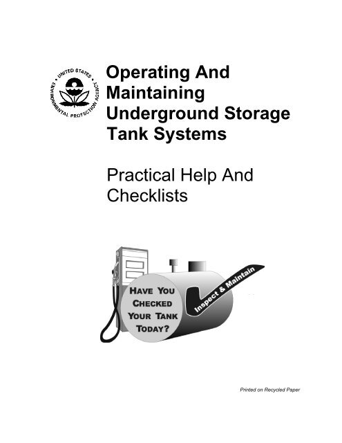 Operating And Maintaining Underground Storage Tank Systems ...
