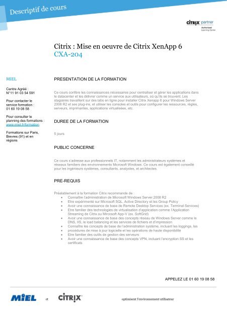 Citrix : Mise en oeuvre de Citrix XenApp 6 CXA-204