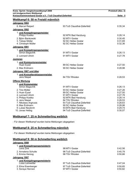 Protokoll (PDF) - Kreisschwimmverband Goslar eV