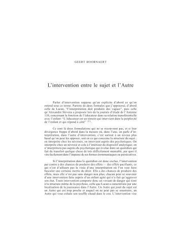 L'intervention entre le sujet et l'Autre - Courtil