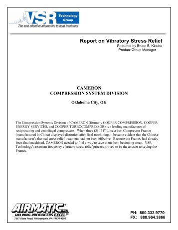 Report on Vibratory Stress Relief - Vibratory Stress Relief Case ...