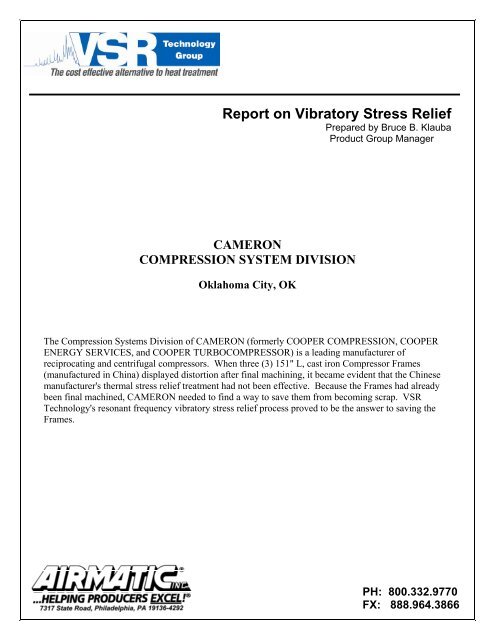 Report on Vibratory Stress Relief - Vibratory Stress Relief Case ...