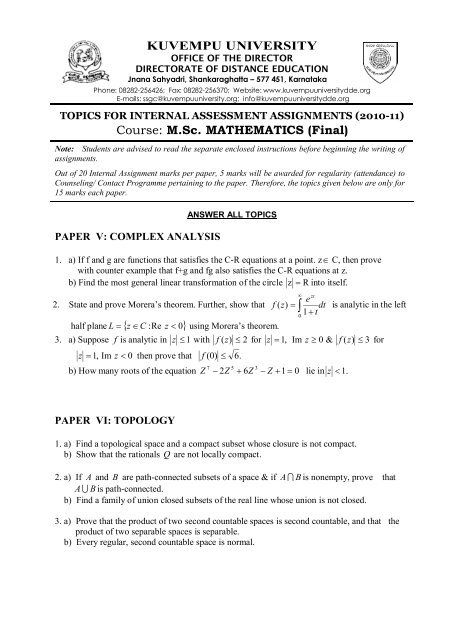 Topology Mathematics Msc