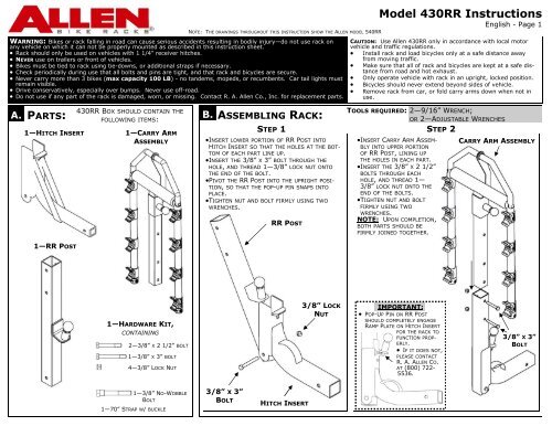 New 430RR Instructions - Allen Sports USA