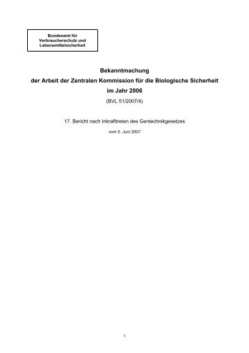Tätigkeitsbericht 2006 der Zentralen Kommission für die ... - BVL