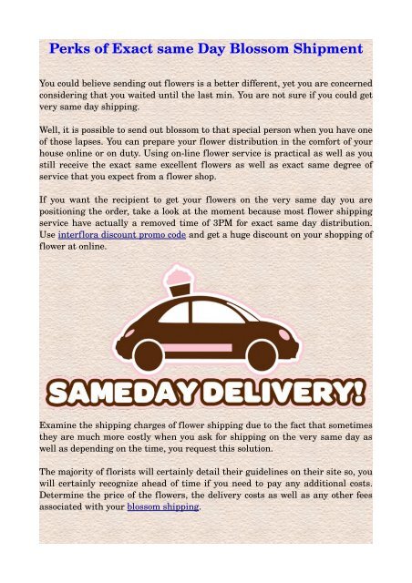Perks Of Exact Same Day Blossom Shipment