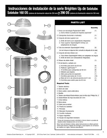 Instrucciones de instalaciÃ³n de la serie Brighten UpÂ® de SolatubeÂ®