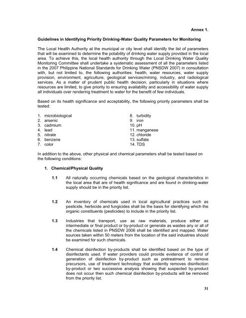 Philippine National Standards for Drinking Water - LWUA