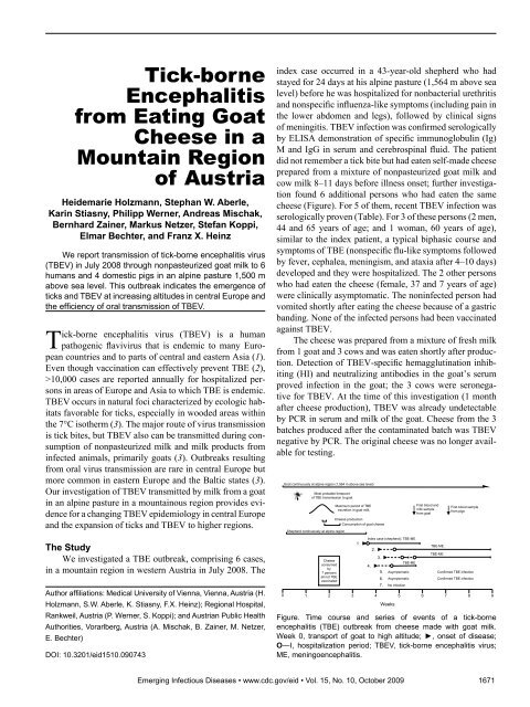 Tick-borne Encephalitis from Eating Goat Cheese in a Mountain ...