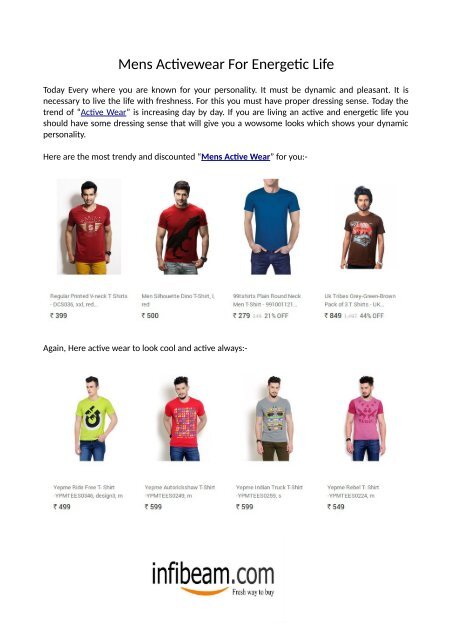 Mens Activewear For Energetic Life