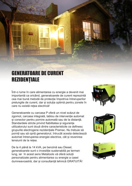 Broșură generatoare de curent electric METATOOLS