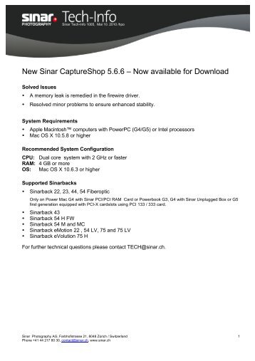 New Sinar CaptureShop 5.6.6 â Now available for Download