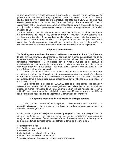 Programa de Grupos de Trabajo Convocatoria abierta para la ...