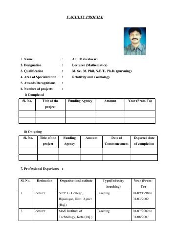 FACULTY PROFILE - Engineering College Ajmer