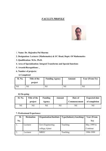 FACULTY PROFILE - Engineering College Ajmer