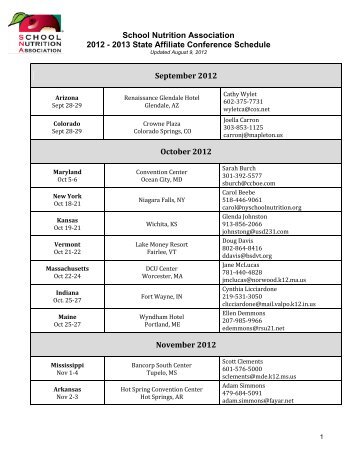 State Conference Schedule - School Nutrition Association