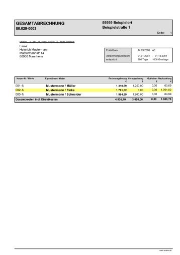 Gesamtabrechnung MUSTER