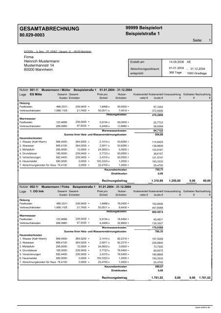 Gesamtabrechnung MUSTER