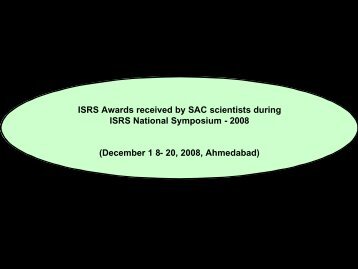 ISRS Awards received by SAC scientists during ISRS Symposium ...